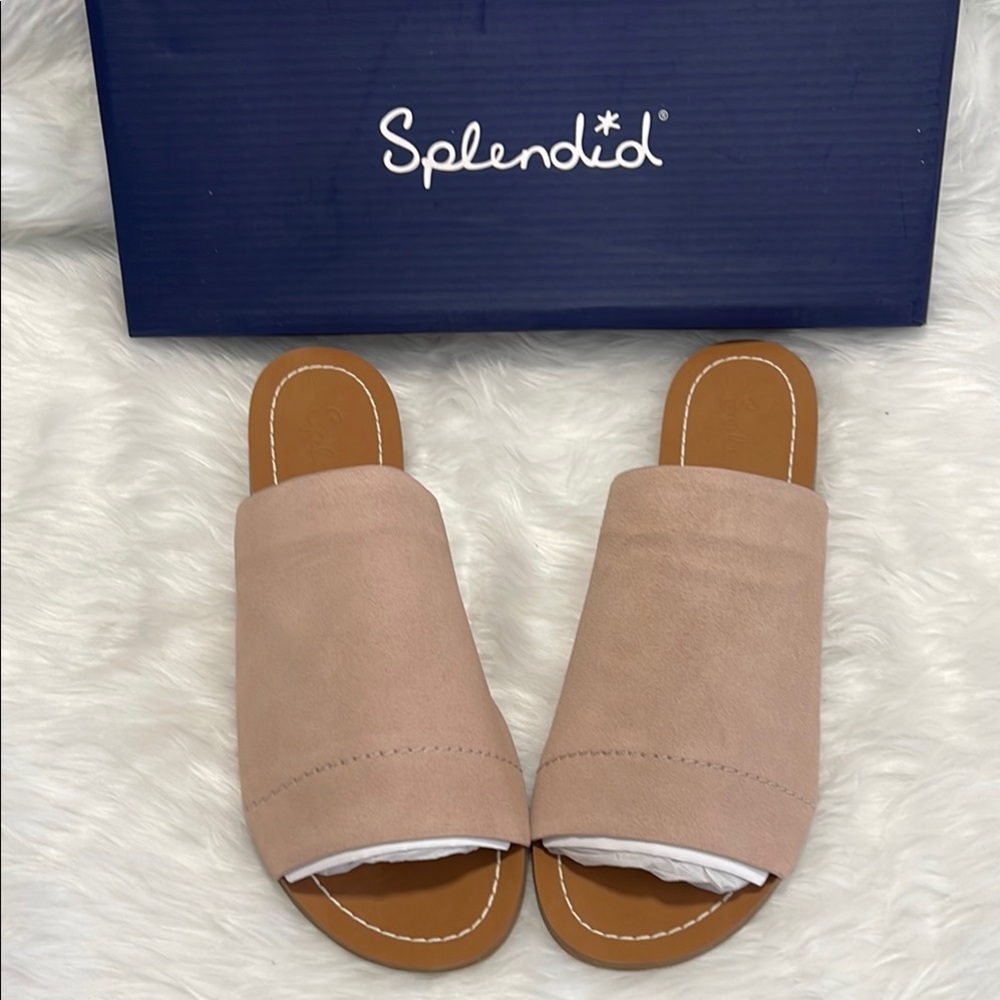 Splendid MAVIS BLOSSOM Tan Mules with Suede-like Finish
